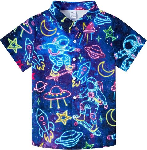 westwolf Boys Hawaiian Shirts 7-14 Years Button Down Short Sleeve Cool Top Shirt in Saudi Arabia
