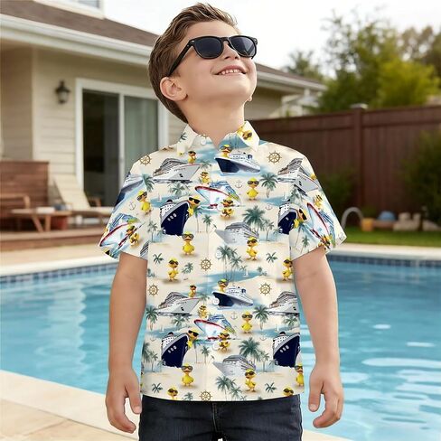 American Flag Boys Hawaiian Shirts 3D Graphic Short Sleeve Button Down Dress Shirt Kids Beach Aloha Shirt for 3-14 Years in Saudi Arabia
