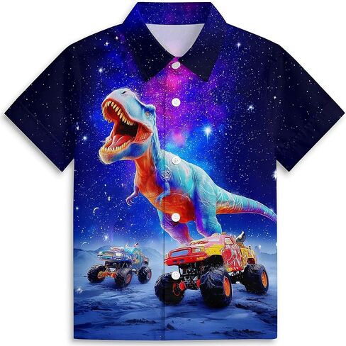American Flag Boys Hawaiian Shirts 3D Graphic Short Sleeve Button Down Dress Shirt Kids Beach Aloha Shirt for 3-14 Years in Saudi Arabia
