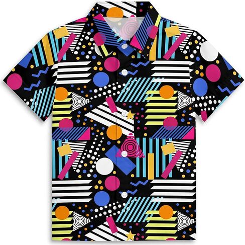 American Flag Boys Hawaiian Shirts 3D Graphic Short Sleeve Button Down Dress Shirt Kids Beach Aloha Shirt for 3-14 Years in Saudi Arabia