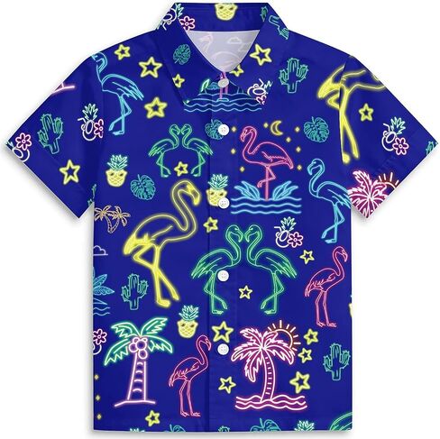 American Flag Boys Hawaiian Shirts 3D Graphic Short Sleeve Button Down Dress Shirt Kids Beach Aloha Shirt for 3-14 Years in Saudi Arabia
