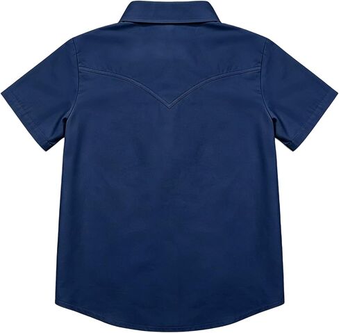 Yesfashion Boys Western Embroidered Short Sleeve Button Down Shirt with Collar and Chest Pockets 4-13Y in Kuwait