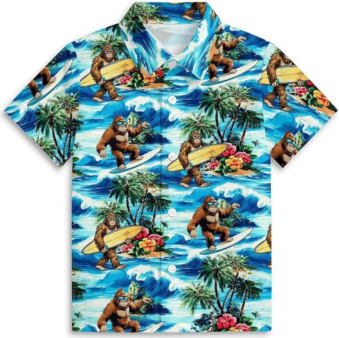 American Flag Boys Hawaiian Shirts 3D Graphic Short Sleeve Button Down Dress Shirt Kids Beach Aloha Shirt for 3-14 Years in Saudi Arabia