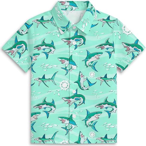 American Flag Boys Hawaiian Shirts 3D Graphic Short Sleeve Button Down Dress Shirt Kids Beach Aloha Shirt for 3-14 Years in Saudi Arabia