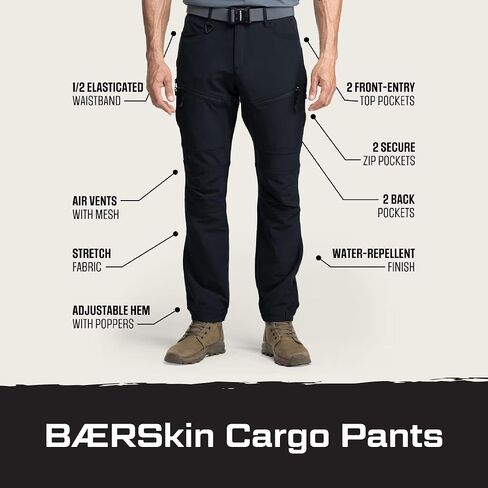 BAERSKIN Water Repellent Tactical Cargo Pants for Men - PFAS Free Stretch Work Pants - Mens Cargo Pants 30-44 in Kuwait