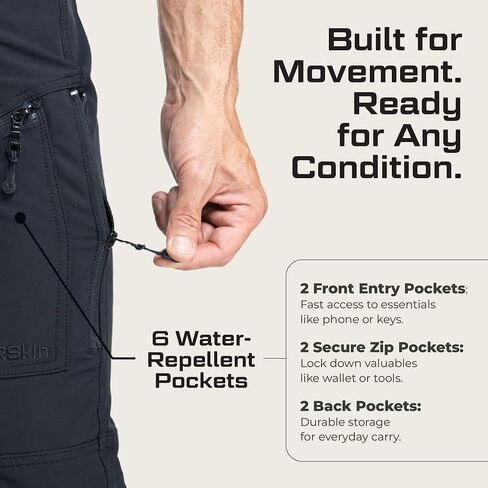 BAERSKIN Water Repellent Tactical Cargo Pants for Men - PFAS Free Stretch Work Pants - Mens Cargo Pants 30-44 in Kuwait
