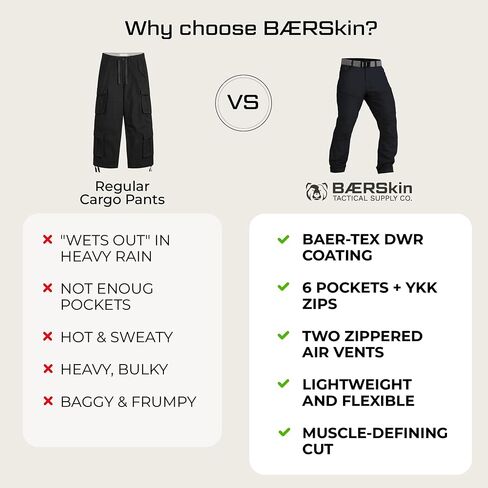 BAERSKIN Water Repellent Tactical Cargo Pants for Men - PFAS Free Stretch Work Pants - Mens Cargo Pants 30-44 in Kuwait