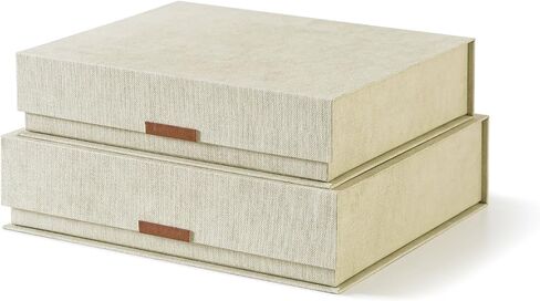 Soul & Lane Letter Storage Box Set of 2 – Magnetic Closure Organizer for Letters, Decorative Photo Storage Case with Keepsake Design, Picture Memory Box for Albums and Documents, Beige in Saudi Arabia