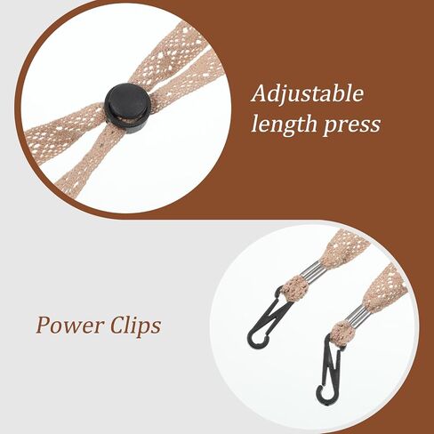 2PCS Adjustable Hat Strap Clips, Sun Hats Chin Strap, Adjustable Wide Lace Chin Cord for Boonie, Fishing-Hat, Beach-Hat, Windproof Keeper String for Golfing, Fishing, Boating, Sailing (Beige, Khaki) in Kuwait