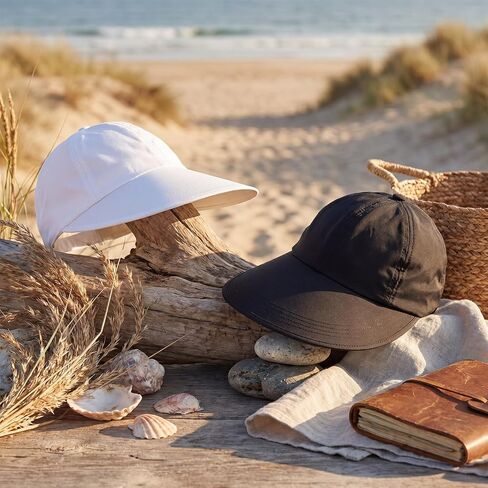Unittype 2 Pcs Sun Hats for Women UV Protection Ponytail Wide Brim Sun Visors Cap Packable Adjustable Summer Hats for Outdoor in Kuwait