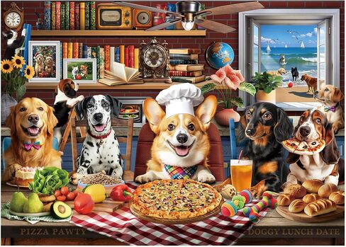 BenBen Puzzles for Adults 500 Pieces, Dogs' Dinner Party, Dog Jigsaw Puzzle with Letters on Back, Funny Animal Puzzle, Challenging Puzzles for Family Game Night, Home Décor in Saudi Arabia