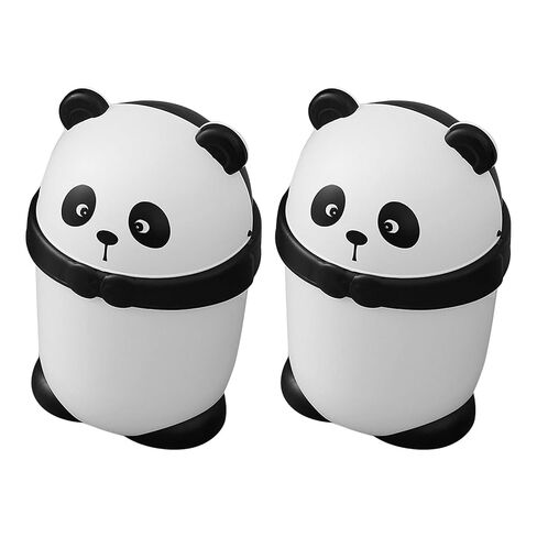 SHINEOFI 2pcs Panda Trash Can with Lid, Small Animal Garbage Bin for Bedroom Kitchen Bathroom, Cute Mini Wastebasket for Home Spaces in Kuwait