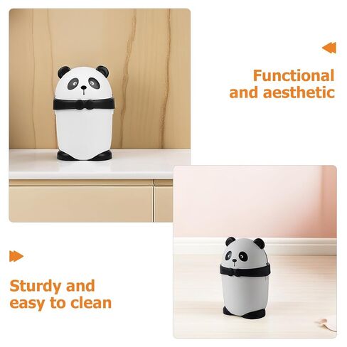 Ciieeo Cute Panda Trash Can with Flip Lid, 2pcs Mini Garbage Bin for Bedroom and Kitchen, Plastic Desktop Rubbish Bin for Bathroom and Living Room Use in Saudi Arabia