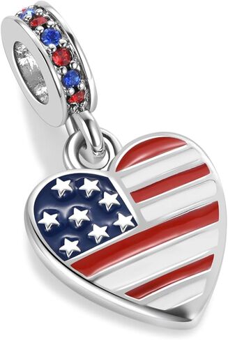 I Love USA Military Family Heart Dangle Charms fit Pandora Charm Bracelets Patriot Christmas Birthday Jewelry Gift for Women Sister Dad Wife Mum in Kuwait