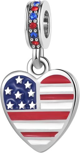 I Love USA Military Family Heart Dangle Charms fit Pandora Charm Bracelets Patriot Christmas Birthday Jewelry Gift for Women Sister Dad Wife Mum in Kuwait
