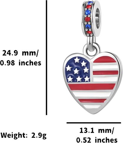 I Love USA Military Family Heart Dangle Charms fit Pandora Charm Bracelets Patriot Christmas Birthday Jewelry Gift for Women Sister Dad Wife Mum in Kuwait