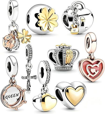 MITSOKU 925 Sterling Silver Charms Set Compatible with Pandora Bracelets - Fashion Dangle Beads for Women, Birthday/Travel/Family Theme Jewelry Gifts in Saudi Arabia