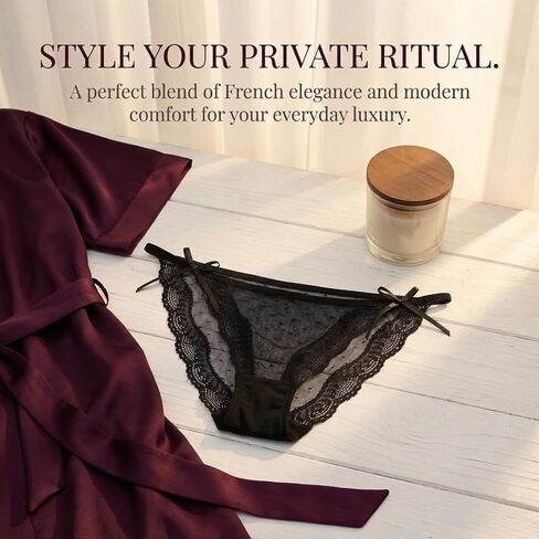 Sexy Underwear for Women Lace Polka Dots T-back Sheer See Through Low Waist Panties Breathable Cheeky Thong Knicker in Saudi Arabia