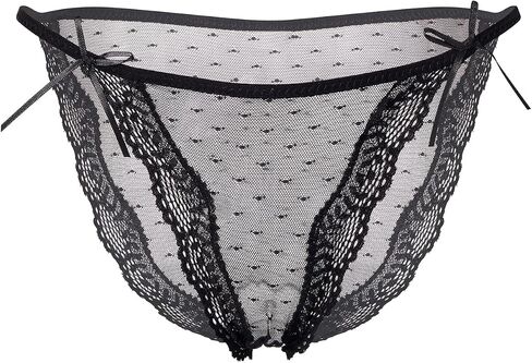 Sexy Underwear for Women Lace Polka Dots T-back Sheer See Through Low Waist Panties Breathable Cheeky Thong Knicker in Saudi Arabia