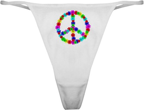 CafePress 1960'S Era Hippie Flower Peace Sign Classic Thong Underwear, Womens Panties in Kuwait