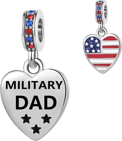 I Love USA Military Family Heart Dangle Charms fit Pandora Charm Bracelets Patriot Christmas Birthday Jewelry Gift for Women Sister Dad Wife Mum in Kuwait