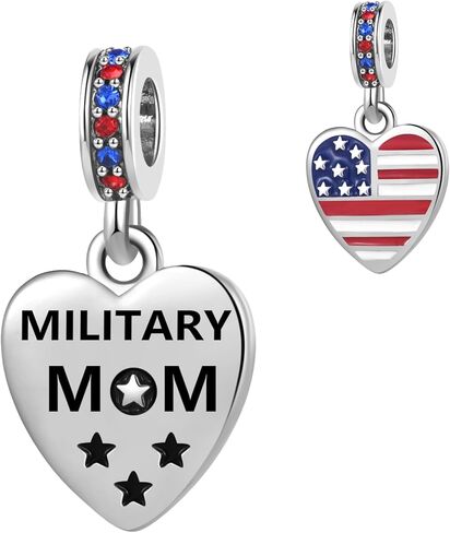 I Love USA Military Family Heart Dangle Charms fit Pandora Charm Bracelets Patriot Christmas Birthday Jewelry Gift for Women Sister Dad Wife Mum in Kuwait