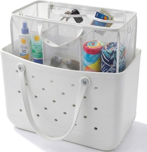 LETGO Beach Bag Organizer Compatible with X Large Bogg Bag Accessories Inserts, Lightweight Mesh Insert Divider Pouch for Original XL Bogg Bags, Beach Tote Bags Insert, White in Saudi Arabia