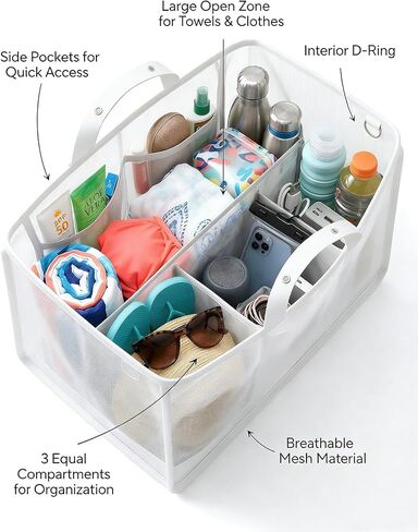 LETGO Beach Bag Organizer Compatible with X Large Bogg Bag Accessories Inserts, Lightweight Mesh Insert Divider Pouch for Original XL Bogg Bags, Beach Tote Bags Insert, White in Saudi Arabia