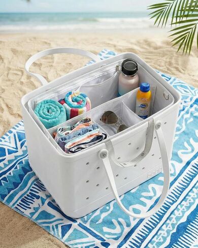 LETGO Beach Bag Organizer Compatible with X Large Bogg Bag Accessories Inserts, Lightweight Mesh Insert Divider Pouch for Original XL Bogg Bags, Beach Tote Bags Insert, White in Saudi Arabia