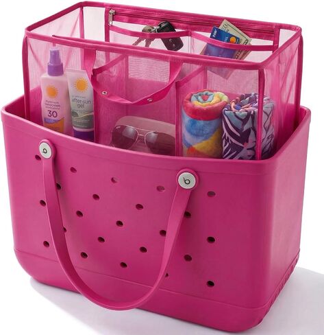 LETGO Beach Bag Organizer Compatible with X Large Bogg Bag Accessories Inserts, Lightweight Mesh Insert Divider Pouch for Original XL Bogg Bags, Beach Tote Bags Insert, White in Saudi Arabia