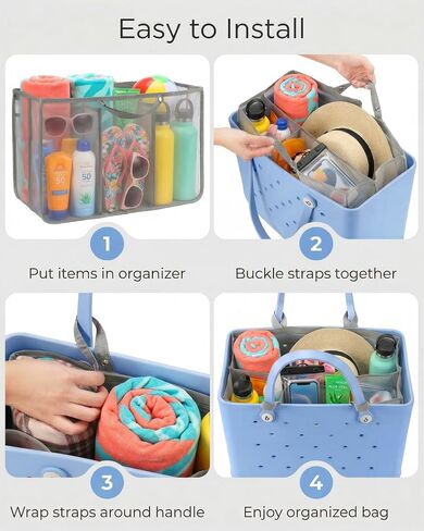 LETGO Beach Bag Organizer Compatible with X Large Bogg Bag Accessories Inserts, Lightweight Mesh Insert Divider Pouch for Original XL Bogg Bags, Beach Tote Bags Insert, White in Saudi Arabia