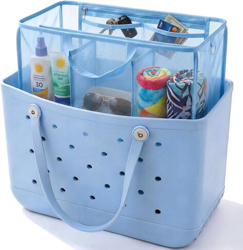 LETGO Beach Bag Organizer Compatible with X Large Bogg Bag Accessories Inserts, Lightweight Mesh Insert Divider Pouch for Original XL Bogg Bags, Beach Tote Bags Insert, White in Saudi Arabia