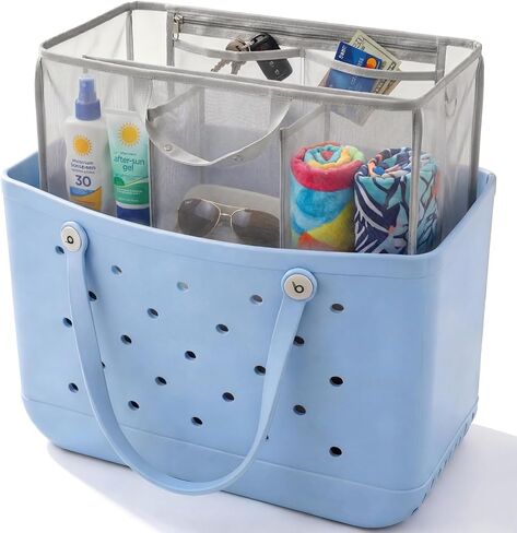 LETGO Beach Bag Organizer Compatible with X Large Bogg Bag Accessories Inserts, Lightweight Mesh Insert Divider Pouch for Original XL Bogg Bags, Beach Tote Bags Insert, White in Saudi Arabia