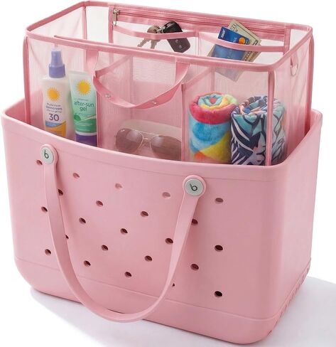 LETGO Beach Bag Organizer Compatible with X Large Bogg Bag Accessories Inserts, Lightweight Mesh Insert Divider Pouch for Original XL Bogg Bags, Beach Tote Bags Insert, White in Saudi Arabia