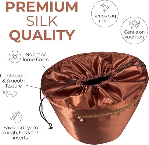 Luxe Silk Purse Organizer compatible with LV Neverfull PM/MM/GM Bag Insert - Perfect Fit, Full Coverage, No Bulky, Drawstring Top Cover, Premium Quality (Orange, GM) in Saudi Arabia