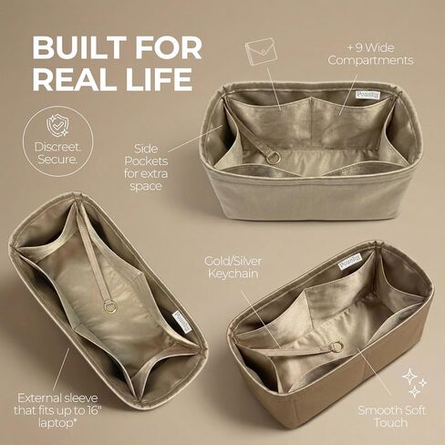Luxe Silk Purse Organizer compatible with Fendi Mamma Baguette Organizer — Perfect Fit, Full Coverage, No Bulky, Reinforced Base, Premium Quality (Black, for Medium Mama Baguette) in Saudi Arabia
