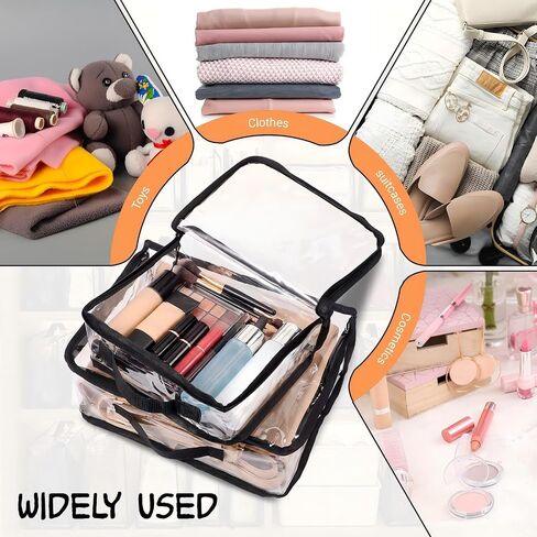 Hsei 12 Pcs Clear Dust Bags For Handbags 4-Sizes Fits Mini Wallets Oversized Tote Bags PVC Waterproof Purse Storage Organizers for Luxury Bag Soft Stand-Up with Zipper Handle for Closet Hanging in Kuwait