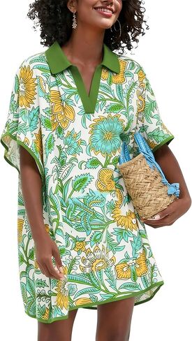 Womens Terry Cloth Swim Cover up Polo Collar Bathing Suits Beach Coverups Swimwear with Pockets in Saudi Arabia