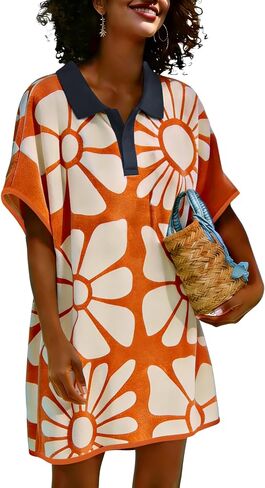 Womens Terry Cloth Swim Cover up Polo Collar Bathing Suits Beach Coverups Swimwear with Pockets in Kuwait