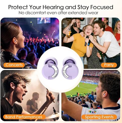 Adjustable High Fidelity Concert Ear Plugs, Hearing Protection | 3 Noise Reduction Modes, Reusable Earplugs for Concerts, Rave, Sporting Events, Musicians, etc., 4 Ear Tip Sizes (XS/S/M/L) in Kuwait