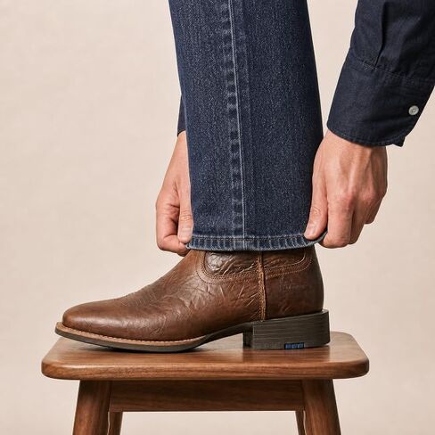 Palitutu Men's Square Toe Western Boots Wide Fit - Full Grain Leather Cowboy Boots for Men Mid Calf Slip Resistant Western Work Boots, Slip On Roper Boots with Removable Insole(PLT103619) in Saudi Arabia
