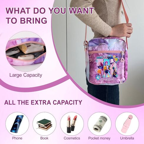 Kawaii K-pop Crossbody Bag with Adjustable Shoulder Straps, Cute Anime Shoulder Bag with Zipper, Cartoon Merch for Womens Birthday Gifts in Kuwait