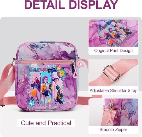 Kawaii K-pop Crossbody Bag with Adjustable Shoulder Straps, Cute Anime Shoulder Bag with Zipper, Cartoon Merch for Womens Birthday Gifts in Kuwait