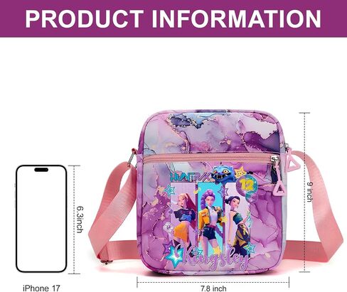 Kawaii K-pop Crossbody Bag with Adjustable Shoulder Straps, Cute Anime Shoulder Bag with Zipper, Cartoon Merch for Womens Birthday Gifts in Kuwait