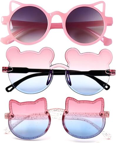 3PCS Girls cute pink Sunglasses Kids Sunglasses hearts Cat UV protection for baby girls Christmas New Years in Kuwait