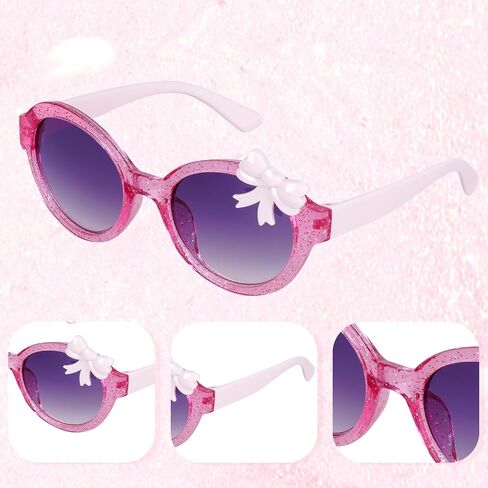 hoyuwak 3 Pairs Kids Sunglasses Cute Bow Flower Glasses Girls UV 400 Protection Sunglasses for Toddler Beach Outdoor Eyewear in Kuwait