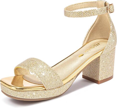 Motasha Girls High Heels Girls Dress Shoes Flower Girl Wedding Party Pageant Prom Formal Dress Sandals Open Toe Ankle Strap Platform Little Big Kids High Heels Chunky Pumps in Saudi Arabia