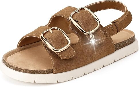 Girls Sandals Adjustable Buckle Hook & Loop Comfort Sandals with Cork Footbed for Little/Big Kids in Kuwait