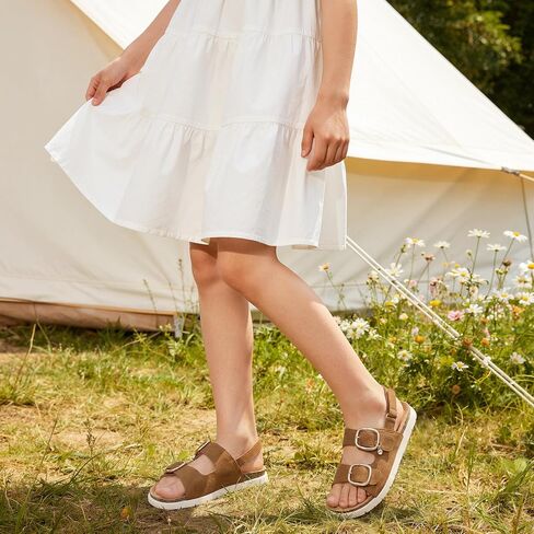 Girls Sandals Adjustable Buckle Hook & Loop Comfort Sandals with Cork Footbed for Little/Big Kids in Kuwait
