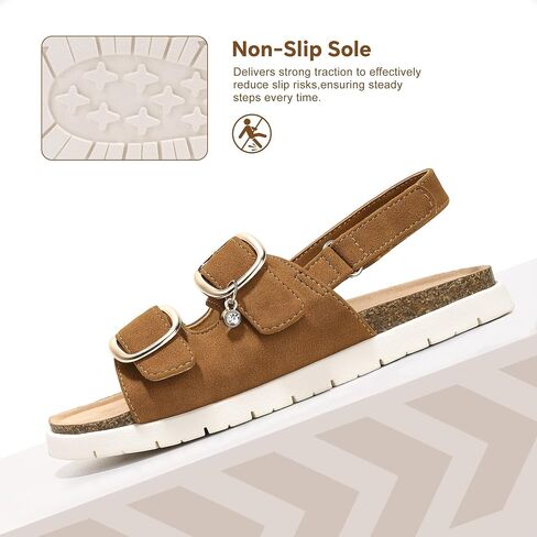 Girls Sandals Adjustable Buckle Hook & Loop Comfort Sandals with Cork Footbed for Little/Big Kids in Kuwait